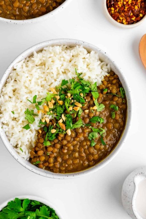 Lemon Garlic Lentil and Rice Crockpot Meal
