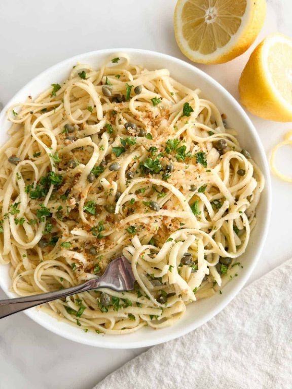 Lemon Garlic Pasta with Capers
