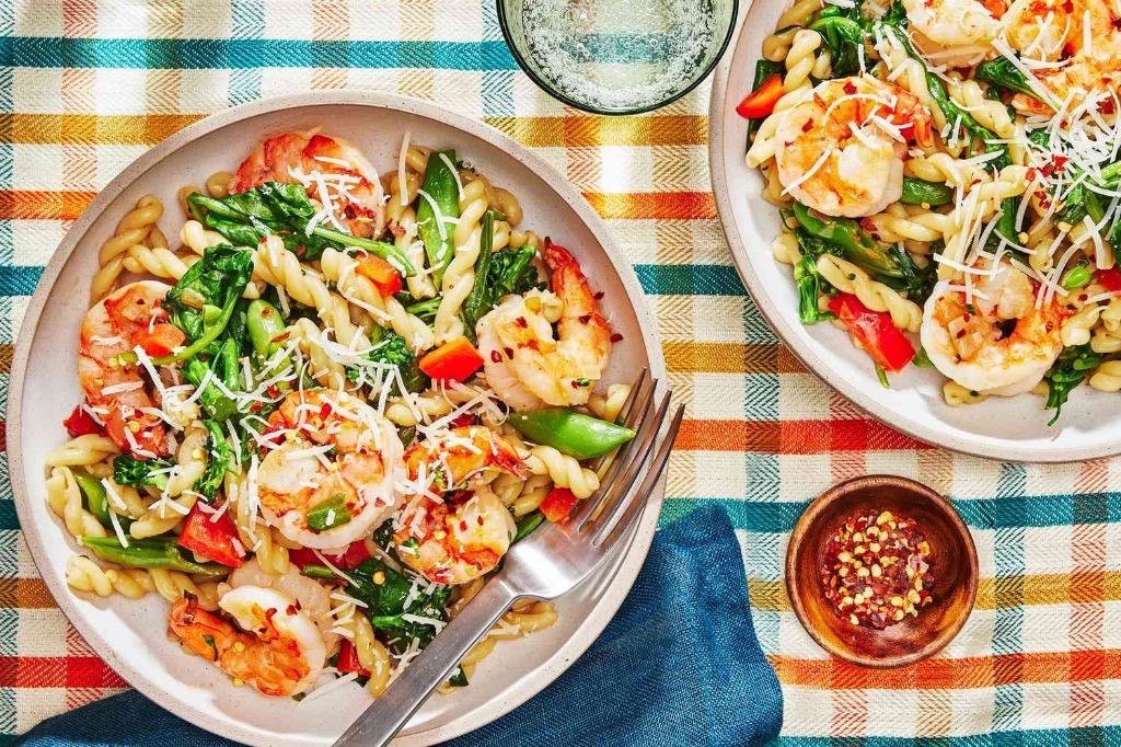 Lemon Garlic Shrimp Pasta Primavera