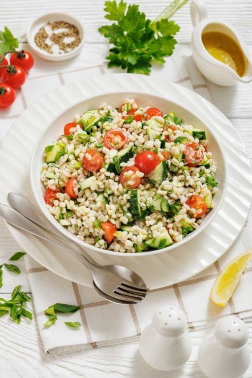 Lemon Herb Barley Salad with Fresh Vegetables