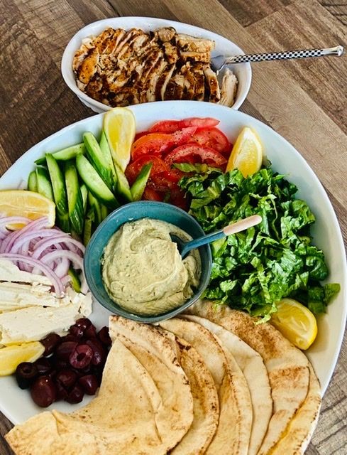 Lemon Herb Chicken Hummus Pita Pockets