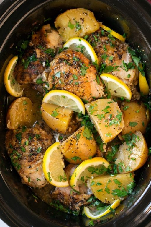 Lemon Herb Chicken and Potato Slow Cooker Dinner