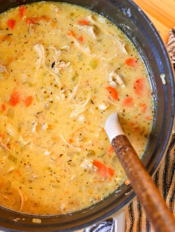 Lemon Herb Cream of Chicken Soup with Brown Rice