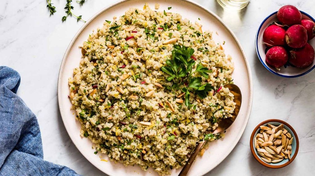 Lemon Herb Marinated Steak with Quinoa Pilaf