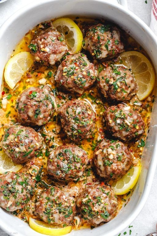 Lemon Herb Turkey Meatballs with Slow Cooker Sauce