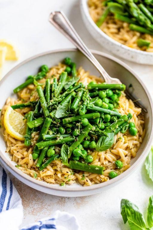 Lemon Orzo with Asparagus and Peas