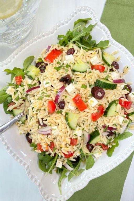 Lemon Orzo with Feta and Olives