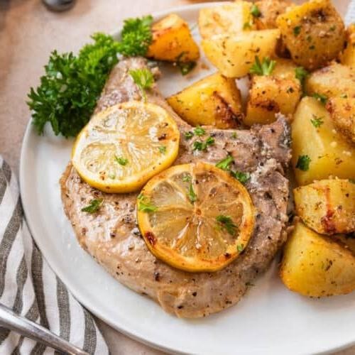 Lemon Pepper Cubed Pork Chops with Rosemary