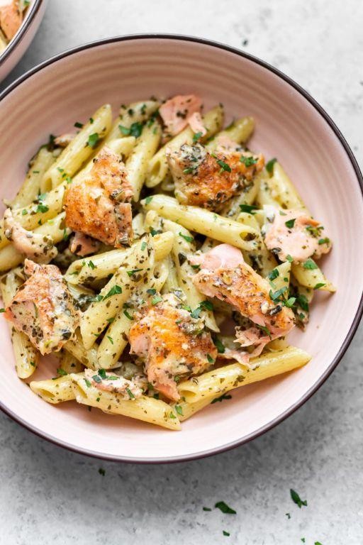 Lemon Pesto Salmon Pasta