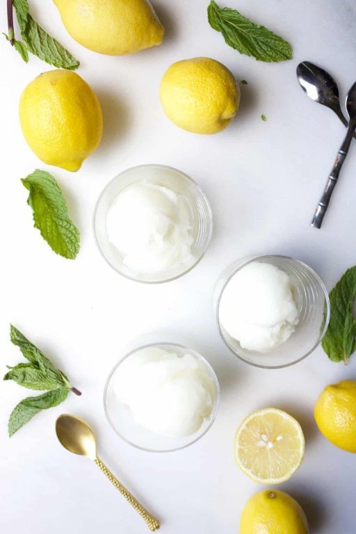 Lemon Sorbet with Fresh Mint