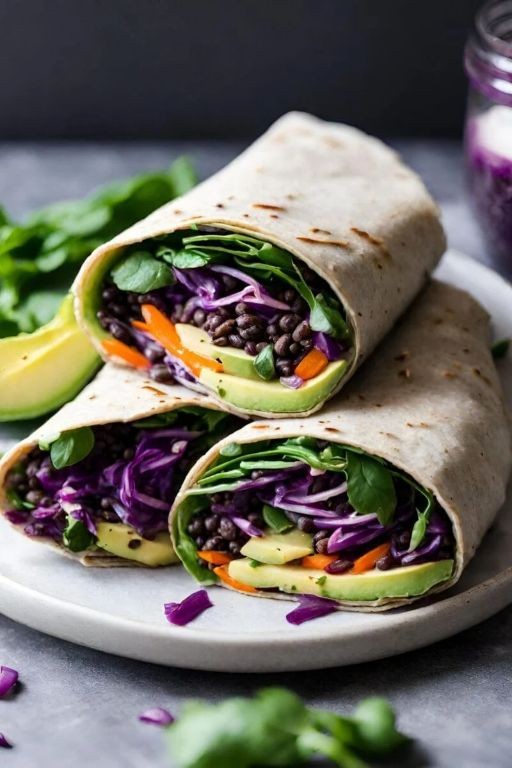 Lentil and Avocado Wrap with Tahini Dressing
