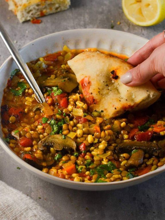 Lentil and Barley Soup with Carrots and Celery
