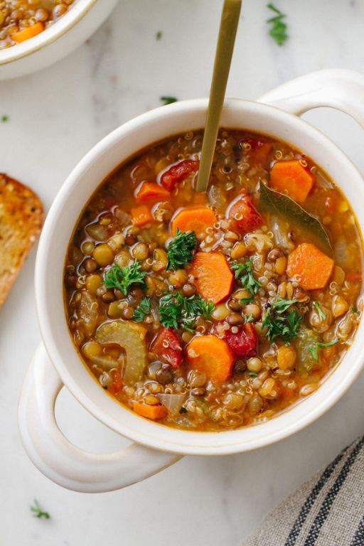 Lentil and Quinoa Soup with Cilantro