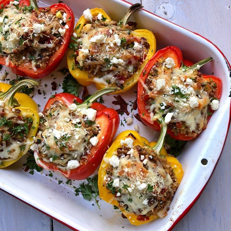 Lentil and Quinoa Stuffed Peppers