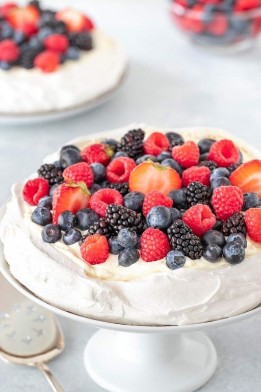 Light and Airy Pavlova with Mixed Berries