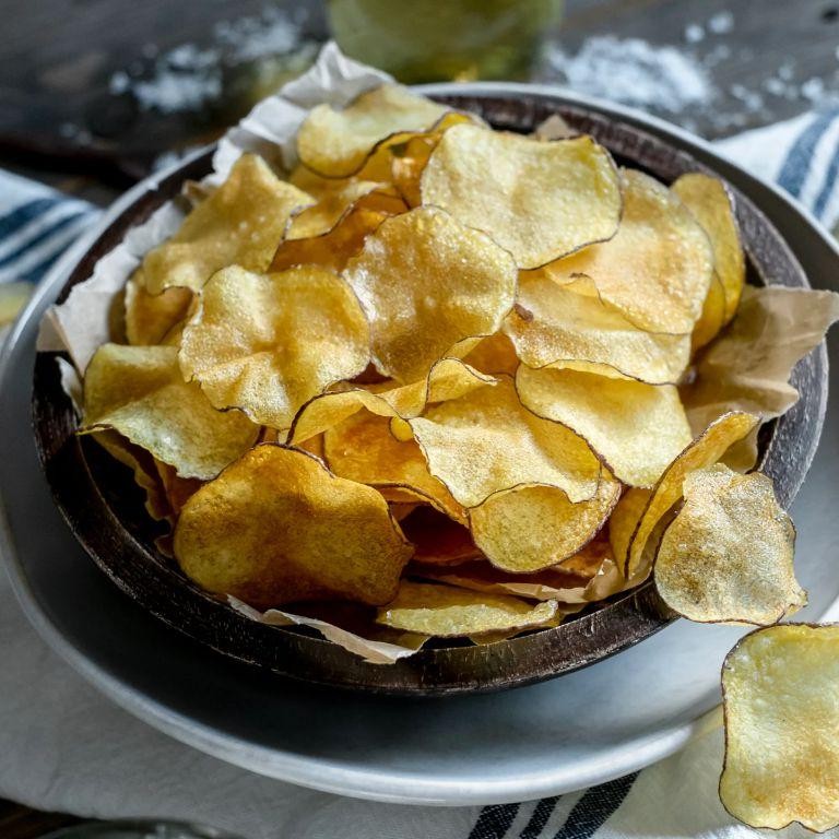 Light and Crispy Potato Chips with Sea Salt