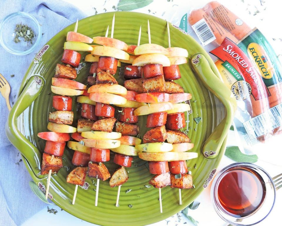 Link Sausage and Apple Skewers