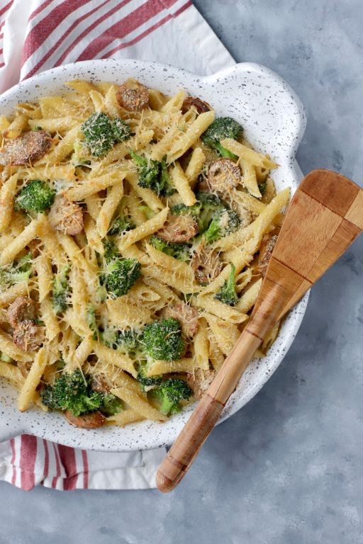 Link Sausage and Broccoli Alfredo