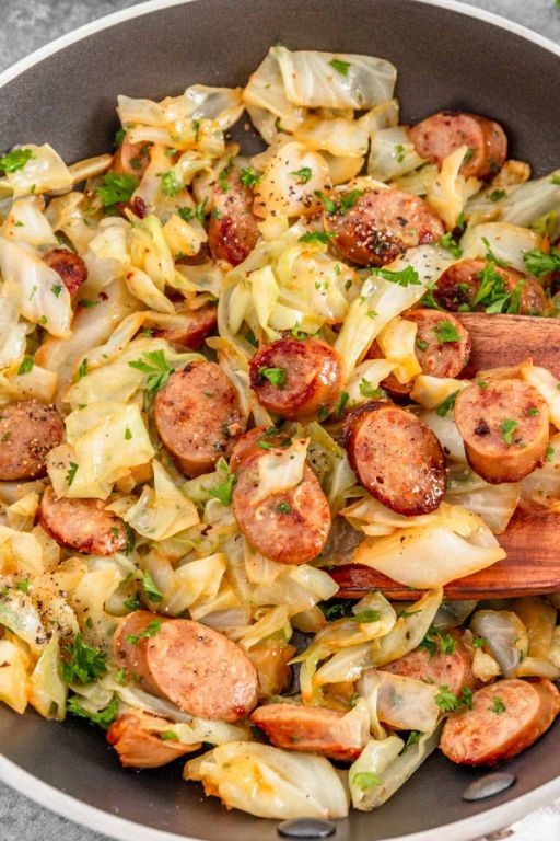 Link Sausage and Cabbage Stir-Fry