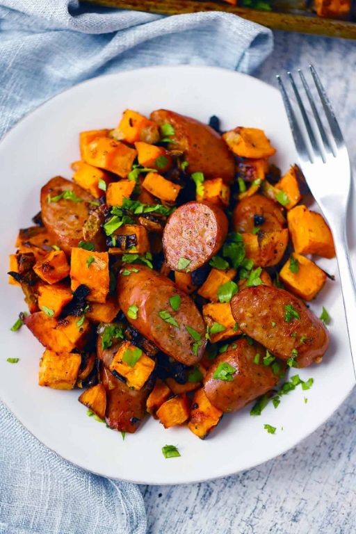 Link Sausage and Sweet Potato Bake