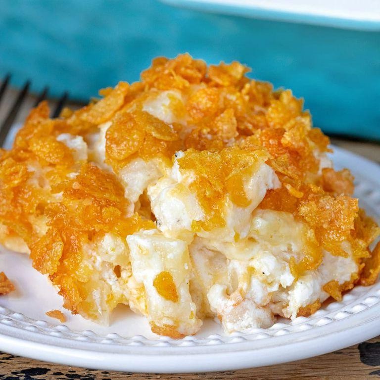 Loaded Funeral Potatoes with Sour Cream and Cheddar