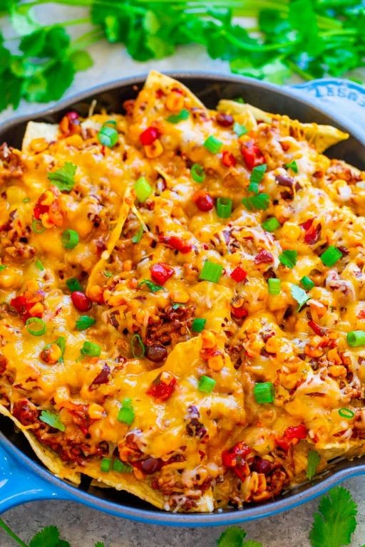 Loaded Hamburger Skillet Nachos