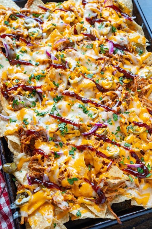 Loaded Pulled Pork Nachos with BBQ Sauce