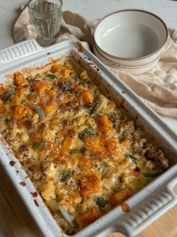 Loaded Squash Casserole with Sausage