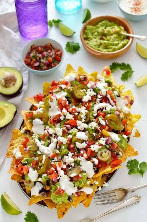 Loaded Veggie Nachos with Cheese Sauce