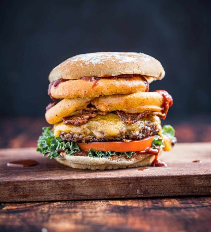 Loaded Western Burger with Onion Rings