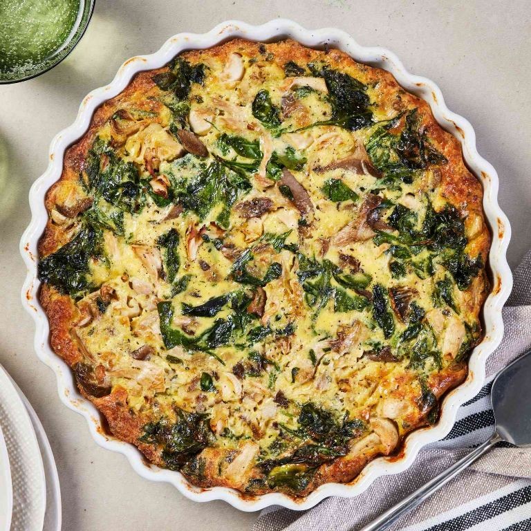 Lowfat Spinach and Mushroom Quiche