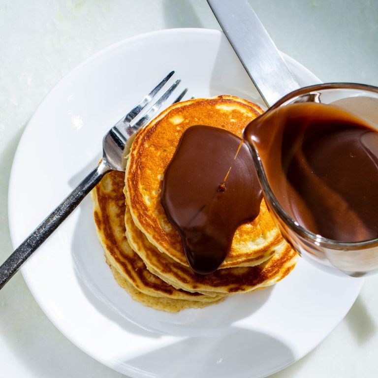 Malted Milk Pancakes with Maple Syrup