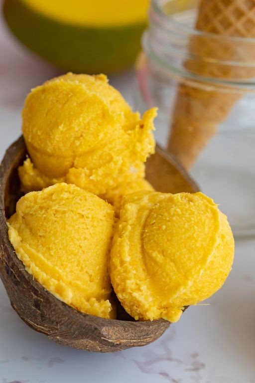 Mango condensed milk ice cream