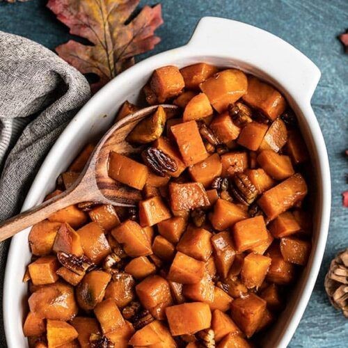 Maple Glazed Baby Potatoes with Pecans
