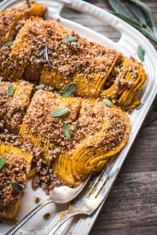 Maple Glazed Hasselback Butternut Squash