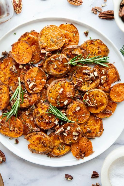 Maple Glazed Smashed Sweet Potatoes
