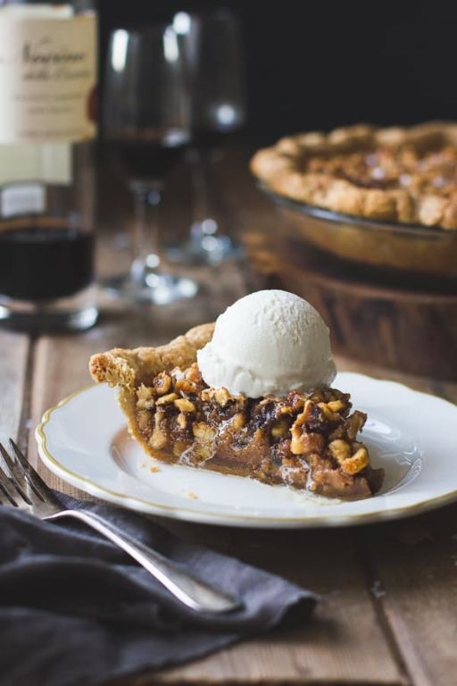 Maple Walnut Pie with Vanilla Ice Cream