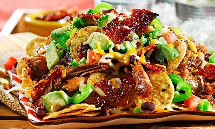 Maple-Glazed Pork Nachos with Candied Bacon