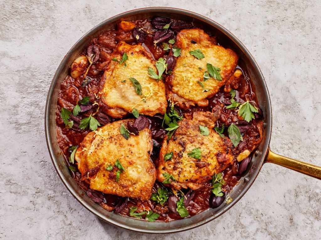 Marinara Braised Chicken Thighs with Herbs