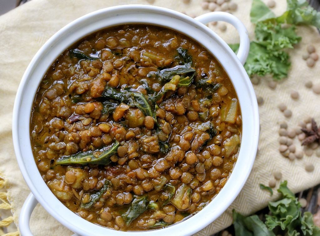 Masala Kale and Lentil Soup