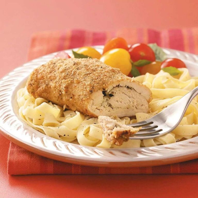 Mascarpone and Pesto Stuffed Chicken Rolls