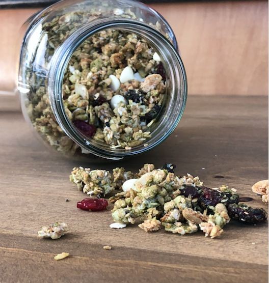 Matcha Green Tea Granola with White Chocolate
