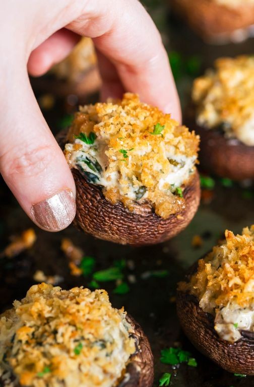 Mealworm and Spinach Stuffed Mushrooms