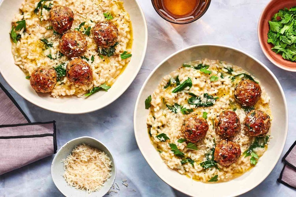 Meatball and Mushroom Risotto