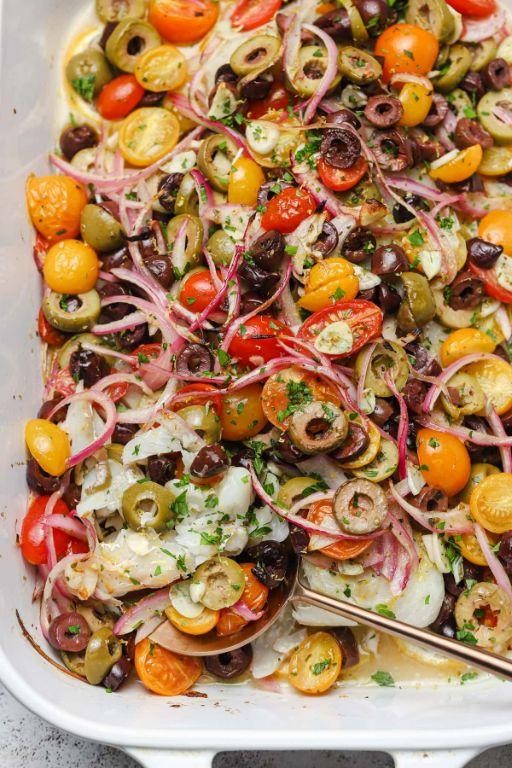 Mediterranean Baked Cod with Olives