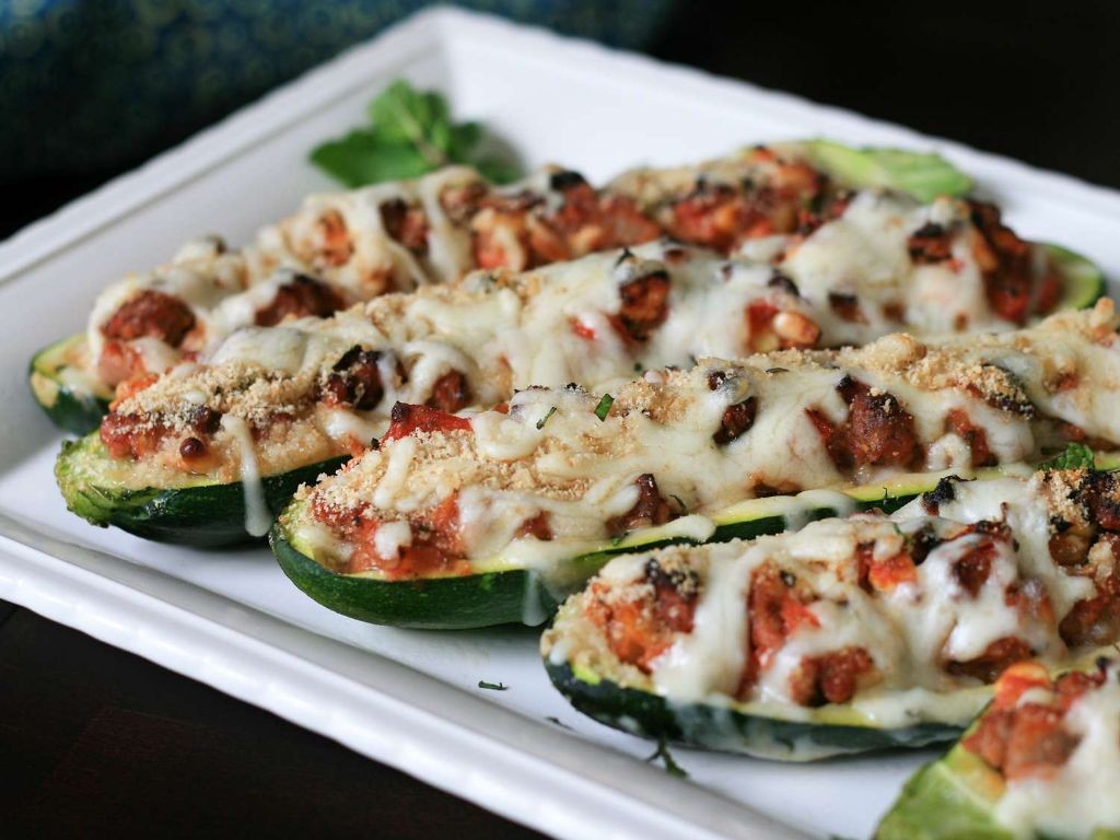 Mediterranean Beef and Feta Stuffed Zucchini