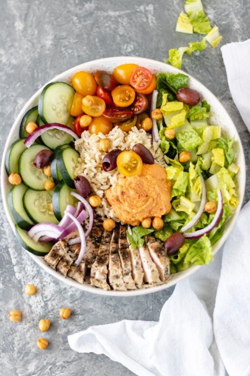 Mediterranean Chicken Hummus Salad