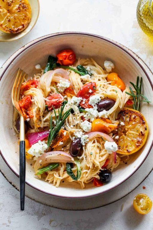 Mediterranean Cottage Cheese Pasta with Olives