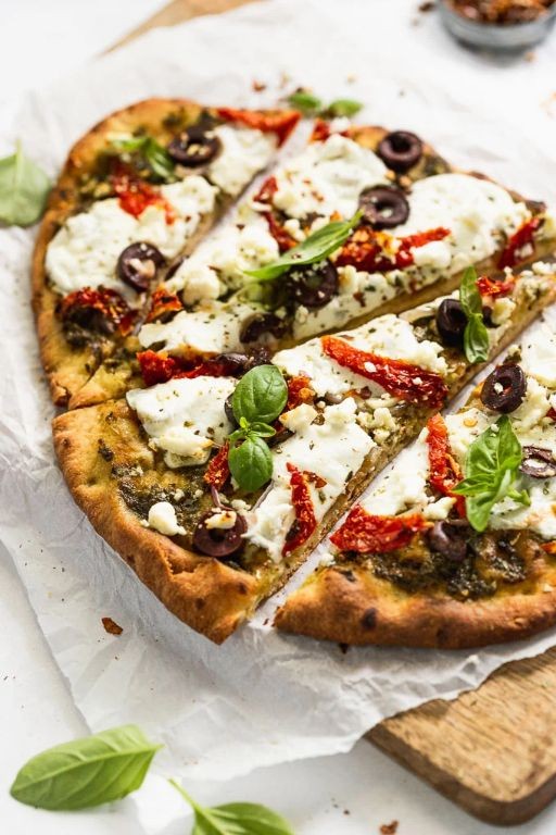 Mediterranean French Bread Pizza with Feta and Olives