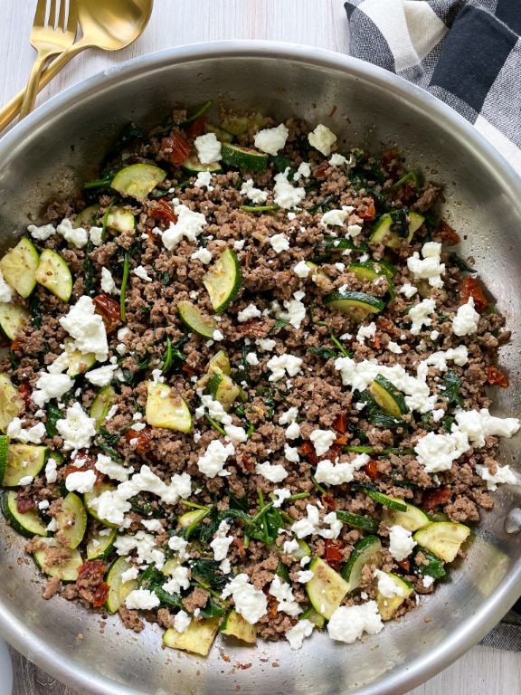 Mediterranean Hamburger Skillet with Feta